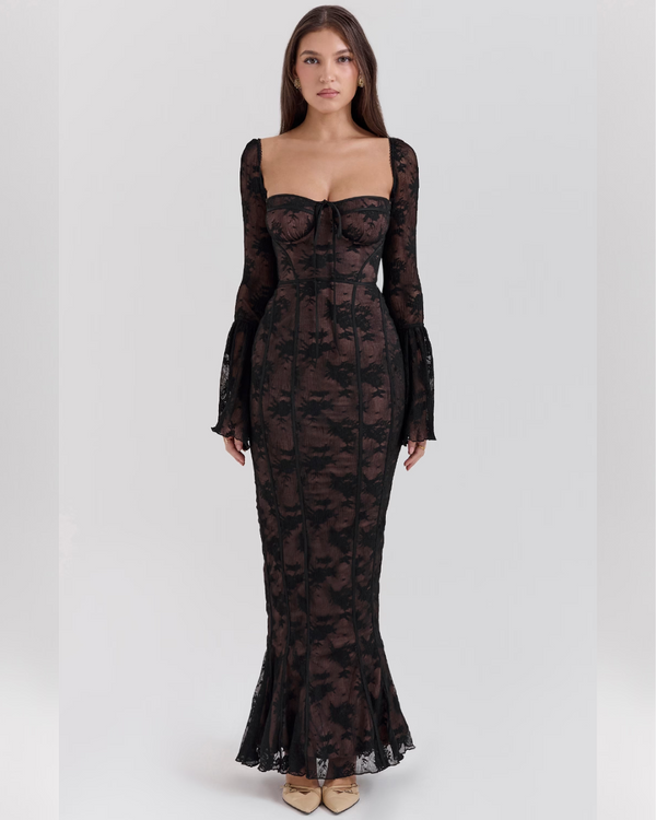 Selene™ | Elegant Black Lace Maxi Dress