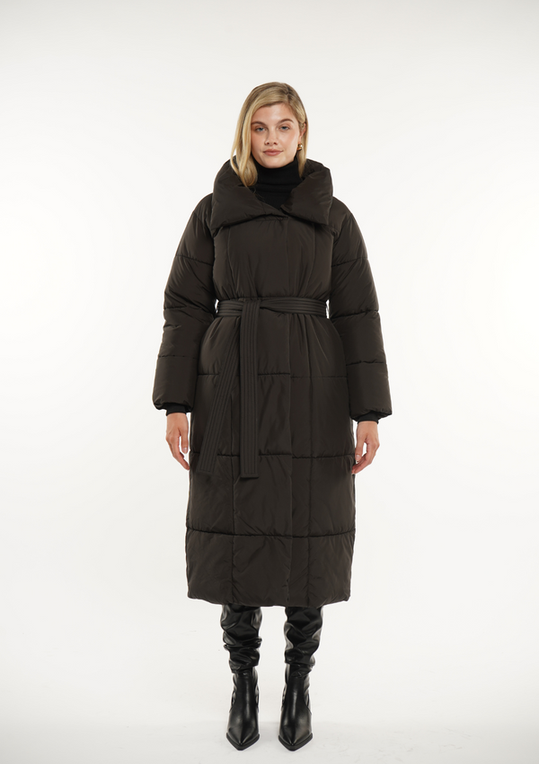 Blush Vogue Long Belted puffer