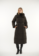 Blush Vogue Long Belted puffer