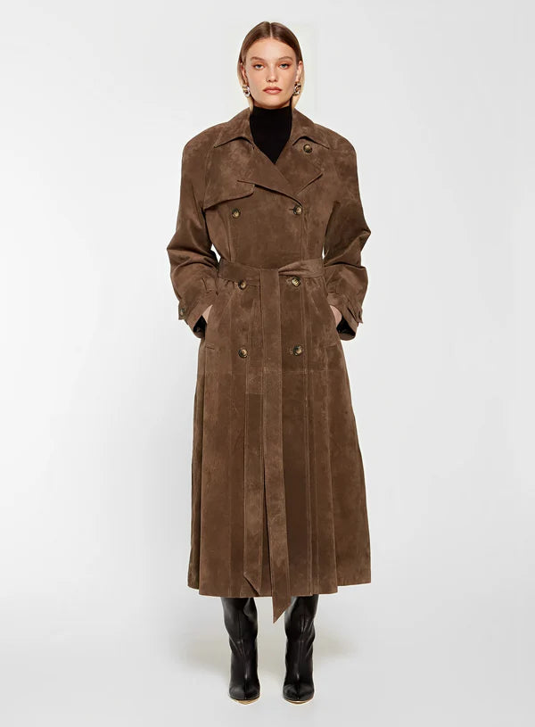 Isla™ | Suede Leather Trench Coat