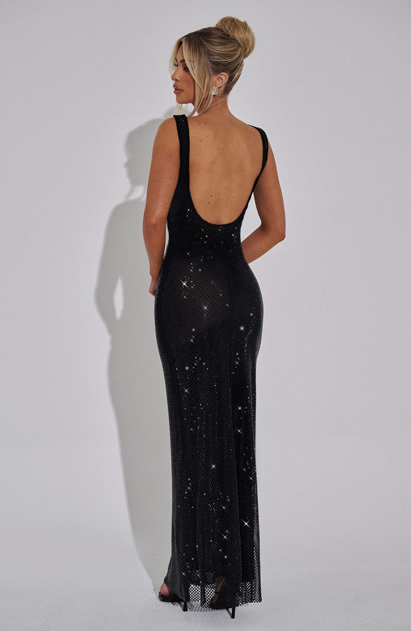 Celeste™ – Black Glow Maxi Dress